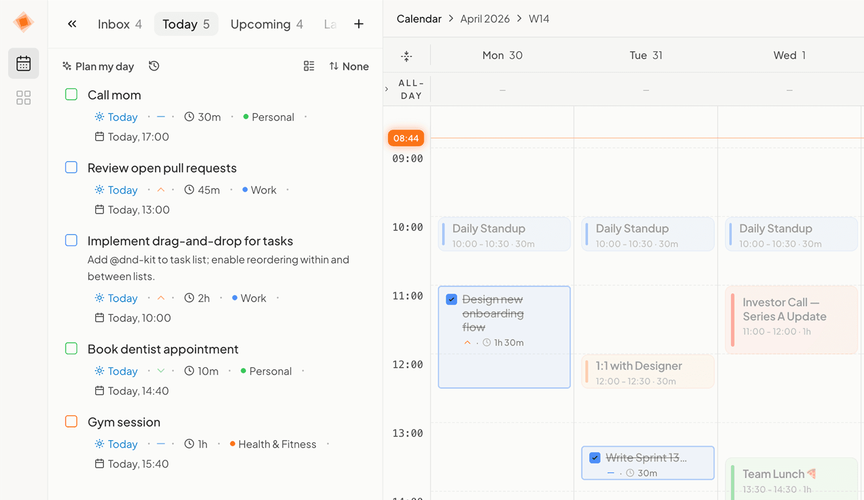 Temporal — AI calendar with tasks
